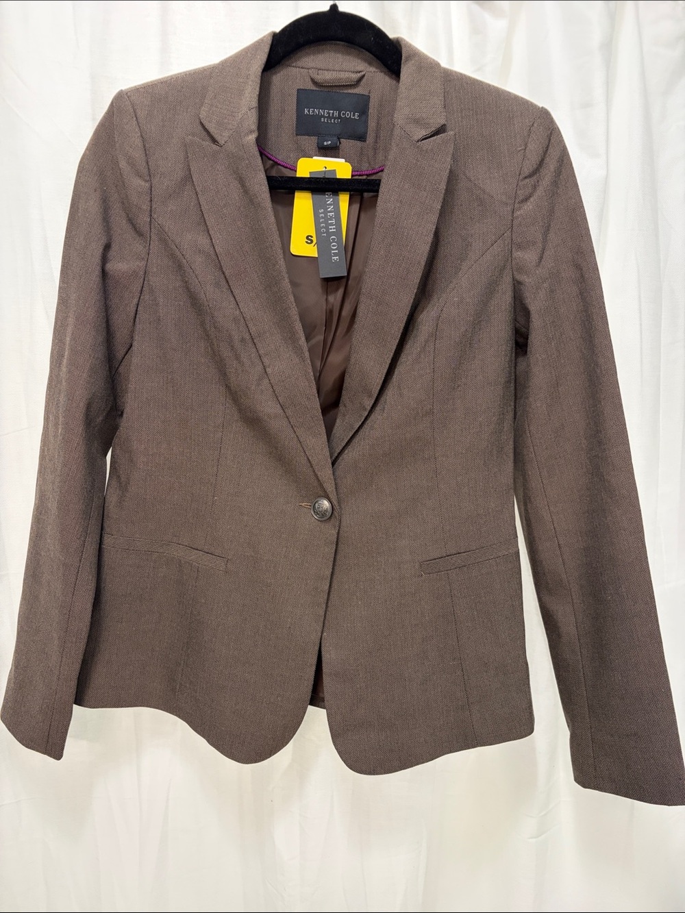 Kenneth Cole Brown Single-Button Tailored Blazer